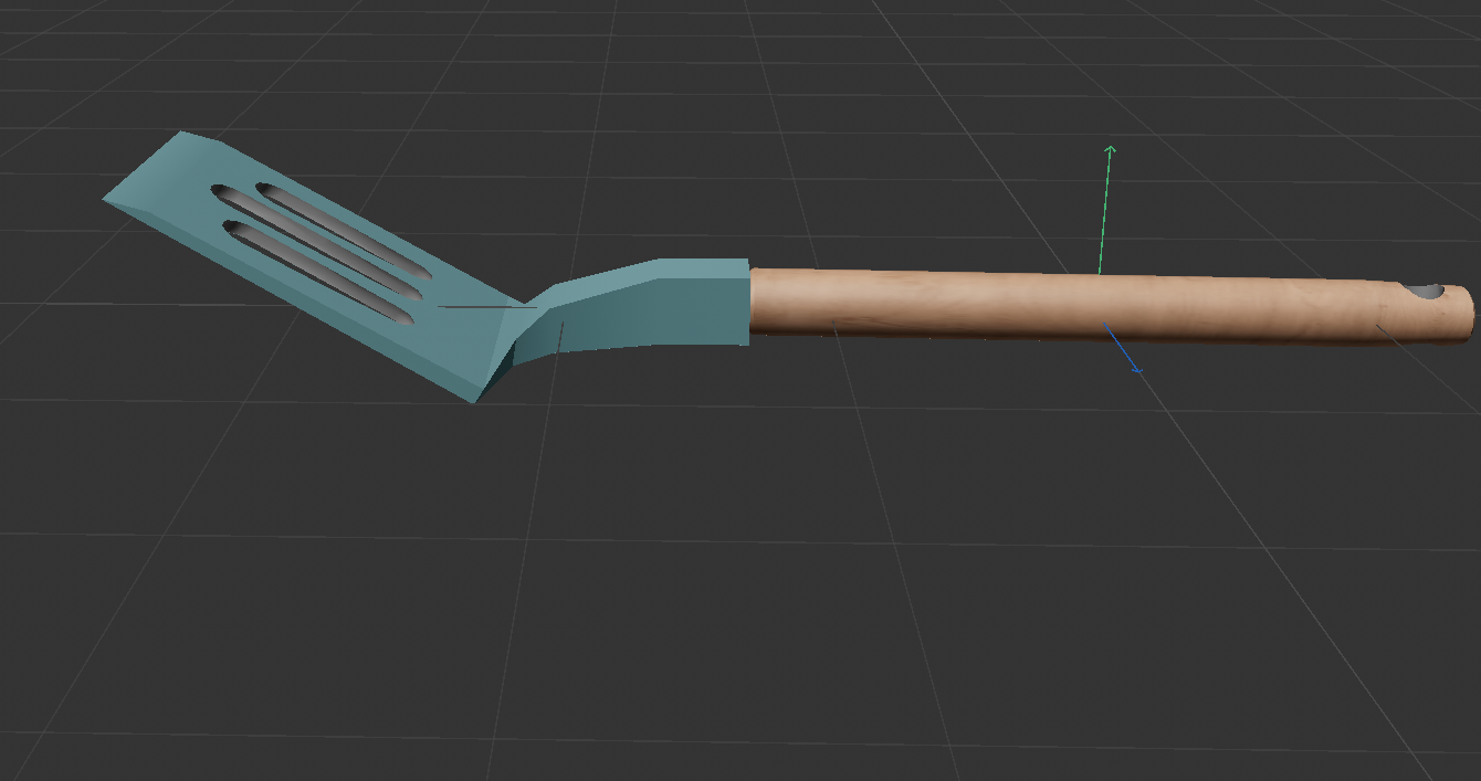 Side view of model of spatula