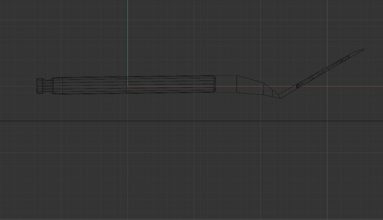 Side view of spatula with wireframe lines
