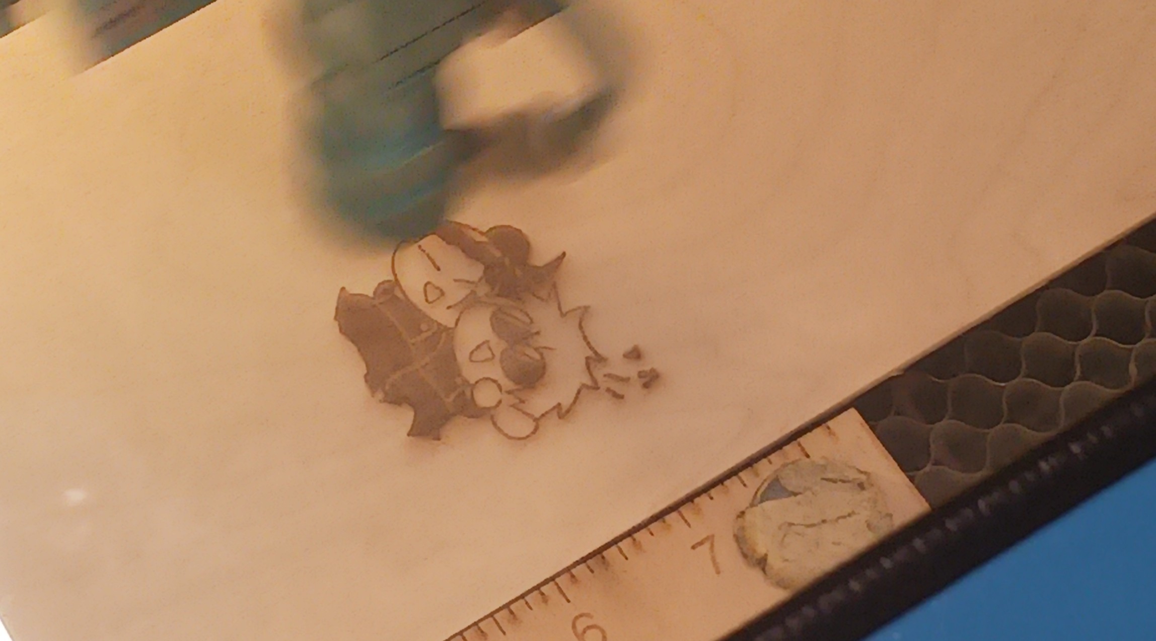 First artwork created on wood by laser cutter