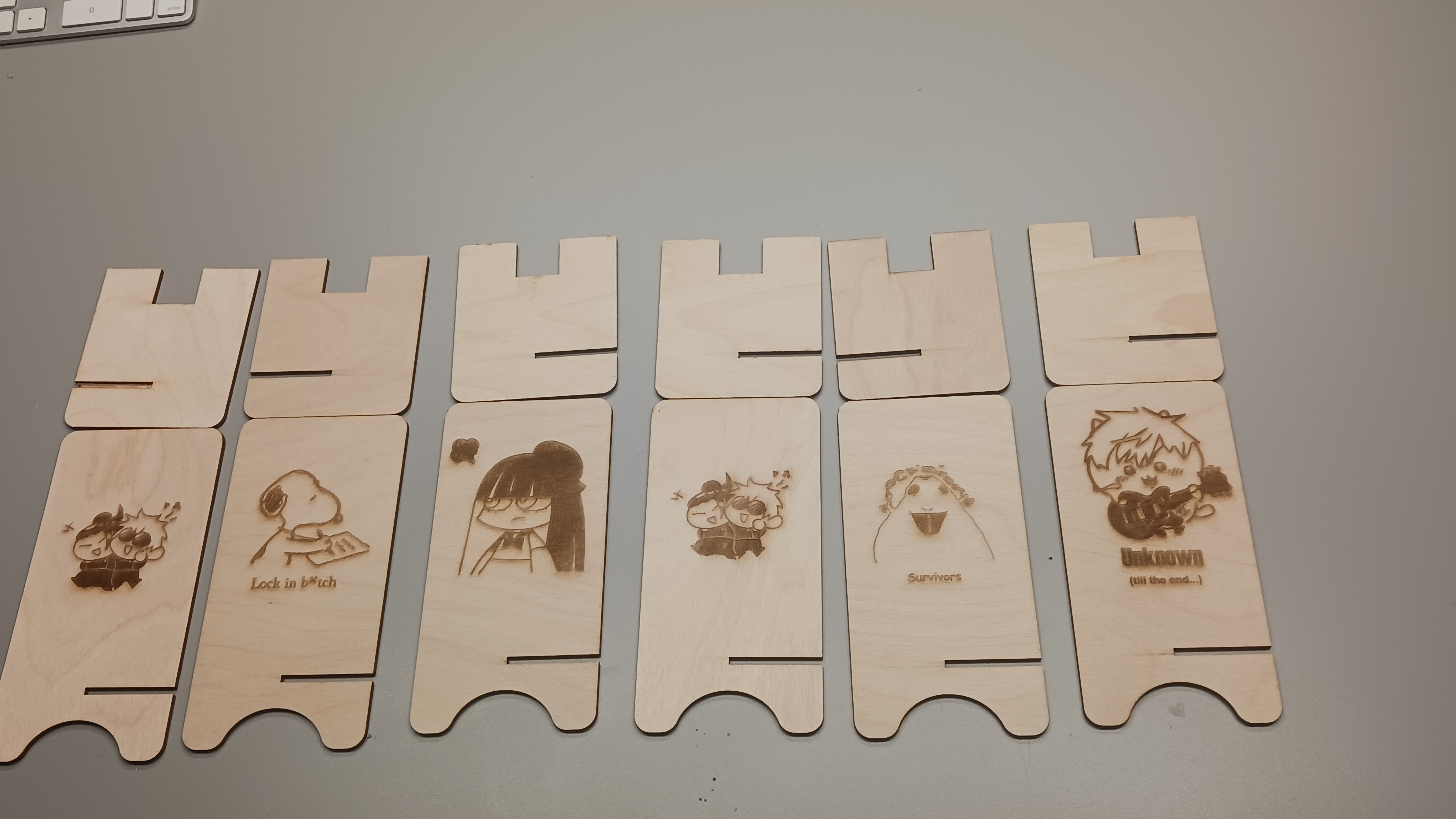 Final products laid out on table